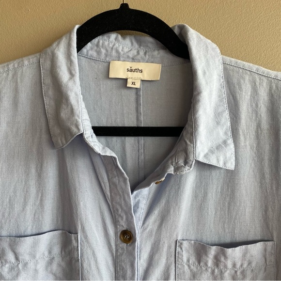 Sauths Audrey Light Blue Linen Button Down Shirt Dress Size XL - Picture 5 of 13